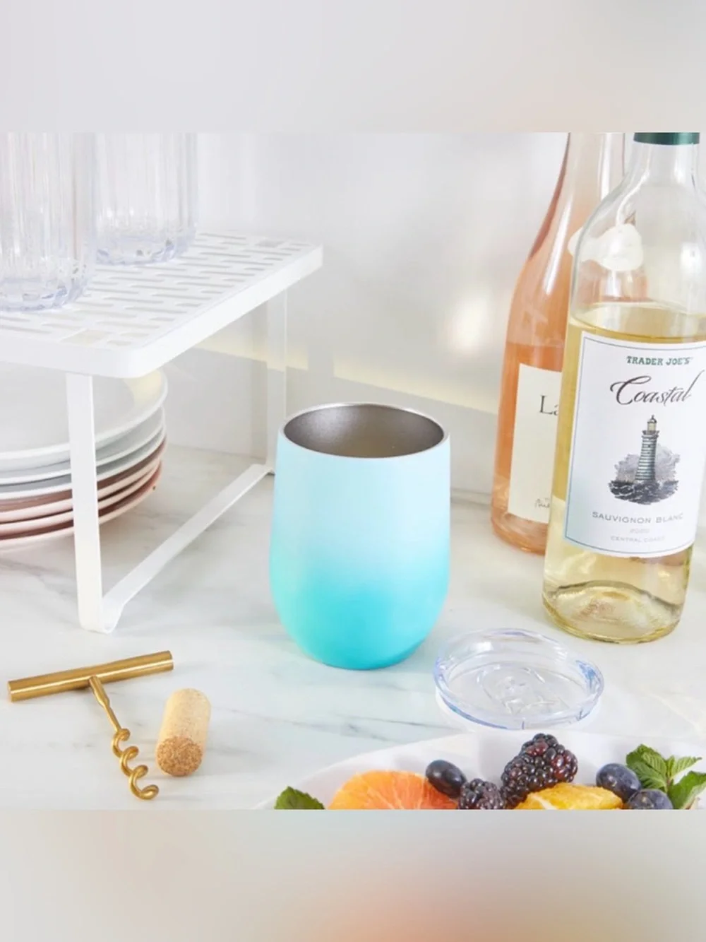 NEW Chic & Tonic Blue Ombre Sea Blue Wine Tumbler 12 oz NEW In Box